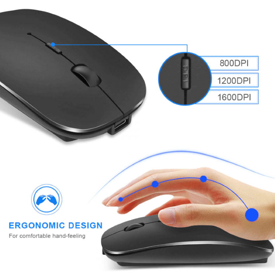 XBOSS X4 Ultra Thin 2 4GHz Wireless Mouse with Rechargeable Battery Optical with USB Adapter for